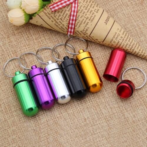 Portable WaterProof Mini Aluminum Pill Case Outdoor Medicine Bottle Mini Waterproof Medicine Jar Keychain Hanging Bottle