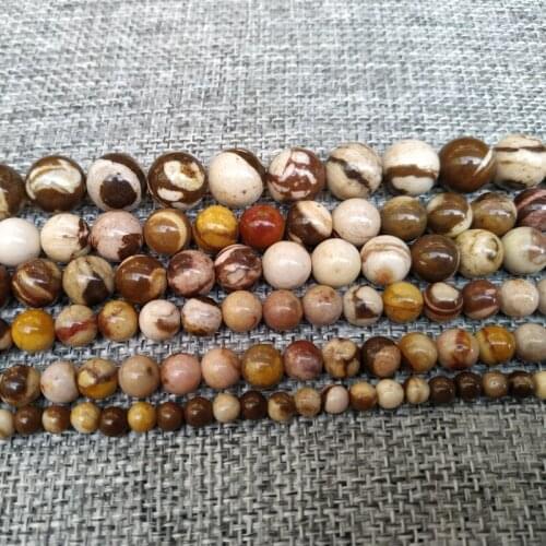 Natural Stone Australia Zebra Jaspers Round Beads 15" Strand 4 6 8 10 12MM Pick Size For Handmade Jewelry Bracelet Making