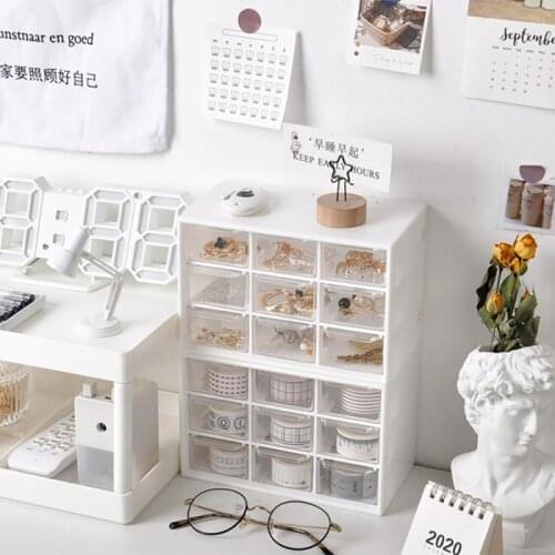 New 9 Grids Drawer Organizer Jewelry Box Make Up Organizer Storage Container Desk Organizer Stationery Plastic Transparent Box