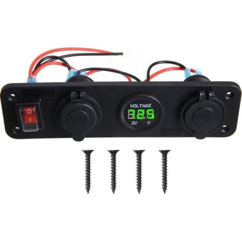 12V-24V Cigarette Lighter Socket 2 USB Splitter Charger Adapter 4.2A Green Voltmeter Car Electronic Accessories