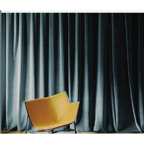 Gray Blue Light Luxury Dutch Velvet Curtains High-end British Style Matte for Living Room Bedroom Study Curtains Tulle Custom