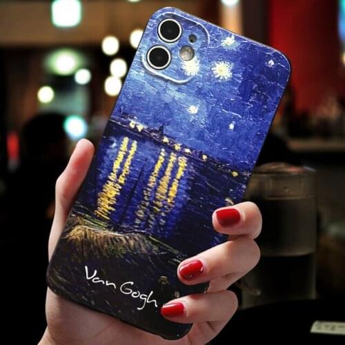Luxury Case Cover Funda iPhone 6 6S 7 8 Plus SE 2020 XR 12 Mini X S 11 Pro Max Phone Cases 3D Art Starry Night TPU Couple Coque