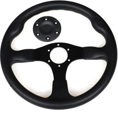 13.6" 350mm Steering Wheel Black 6 Hole Fit For China 150cc 250cc 300cc Go Golf Kart Buggy Club Car Boat UTV Bike Parts
