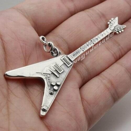 925 Sterling Silver Guitar Metal Rock Legend Scorpion Mens Biker Rocker Punk Pendant 8B021 Necklace 26inch