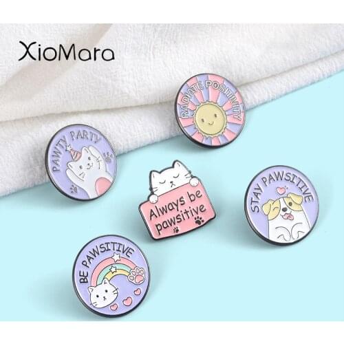 Lovely Cat Dog Enamel Pins Kawaii Kitties Puppies Brooches Backpack Badges Gifts For People Who Love Pets Custom Jewely