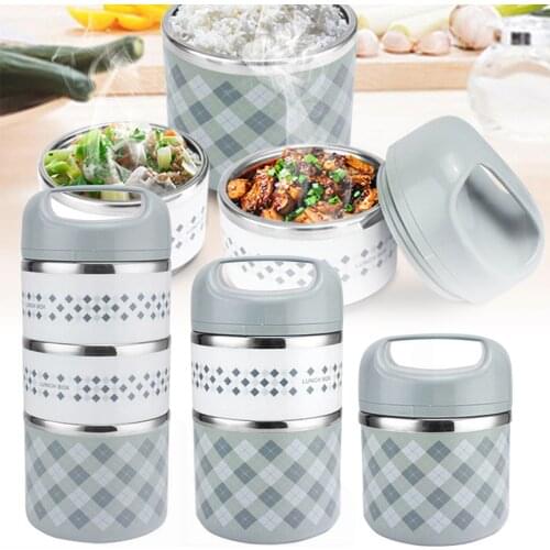 Stainless Steel 2/3 Layer Insulated Thermal Lunch Box Food Storage Container