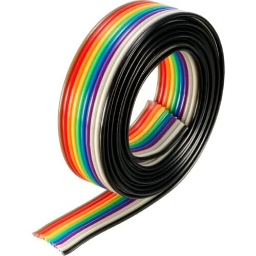UXCELL 1M 5M 3Meters Rainbow Color 10Pins Jumper Wire Ribbon Flat Cable 1.27mm Pitch 1.3mm Wire Dia Copper Wire Ribbon Wire