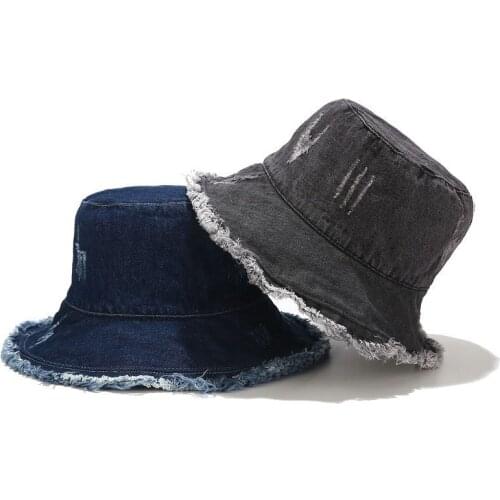 Japanese Style Washed-out Vintage Ripped Cowboy Hat Fashion Street Selvedge Fisherman Hat Spring and Summer Outdoor Sun Hat