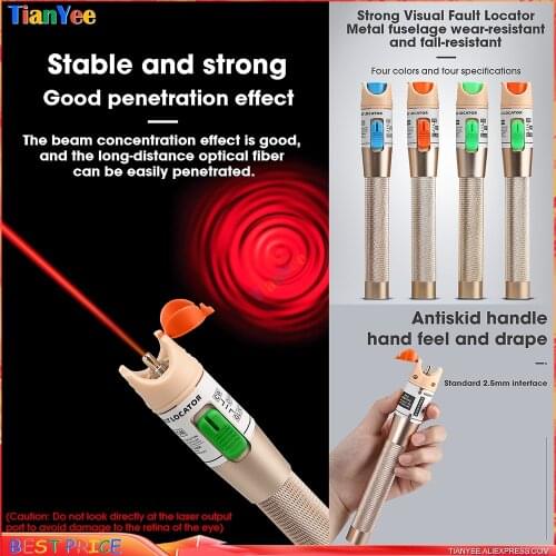 High quality visual fault locator1-30km VFL Red light source fiber tester pen 1mW/10mW/20mW/30mW for ST FC SC Connector