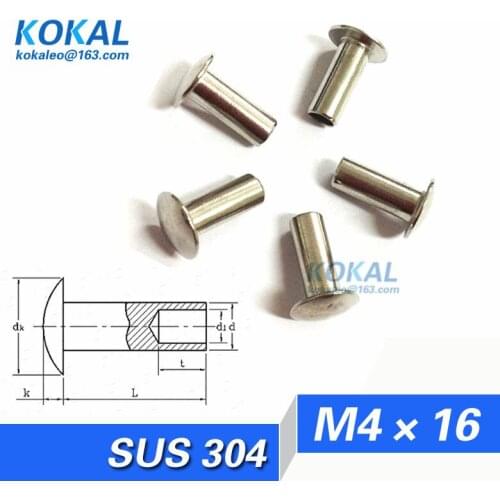 [YK304-M4*16]100PCS Free Shipping M4 Series oval head socket shank rivets M4*16mm stainless steel rivet