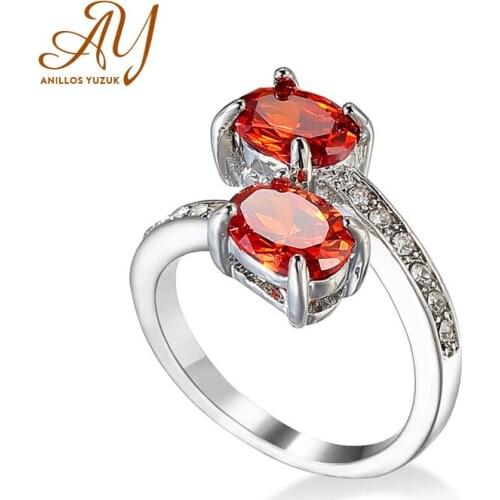 Anillos Yuzuk High Quatiy Red Crystal Fashion Wedding Band 925 Sterling Silver Unique Design Ring For Female Dropshopping