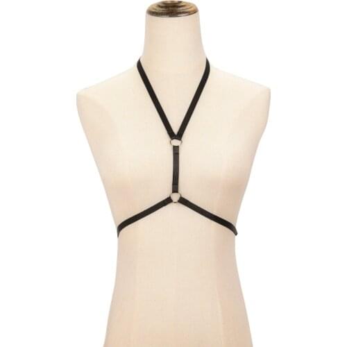 HANAERNES Punk rock sexy open chest cage bra Harajuku Gothic crop top bondage suspenders underwear