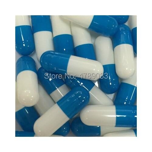 1# 1000pcs Blue-White Colored Empty Capsules,Hard Gelatin Empty Capsules size 1 (Seperated Capsules)