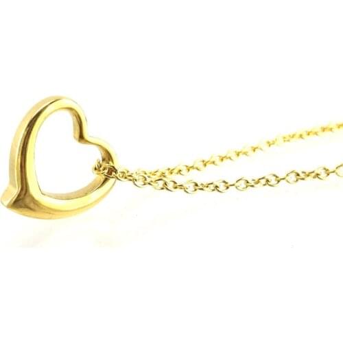 100% Stainless Steel Heart Necklace Gold Pendant With 40/45/50cm Chain Charm For Jewelry Gift For Lovers In 2019