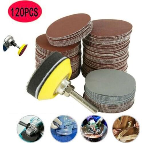 120PCS 2 Inch Sanding Discs Pad Sandpapers w/shank Backer Plate Kit For Drill Grinder Rotary Tools For Polished Metal/ Wood/Jade