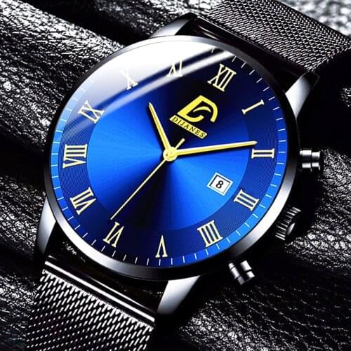 2021 herren Uhren Top-marke Luxus Kalender Datum Quarzuhr Grobe Zifferblatt Manner Business Edelstahl Mesh Gurtel Uhr