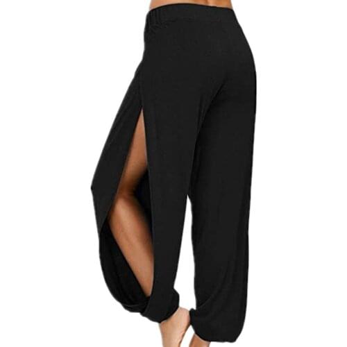 2021 Pretty Summer High Slit Haren Pants Women Solid Hippie Harem Wide Leg Pants Trousers For Woman S-3XL