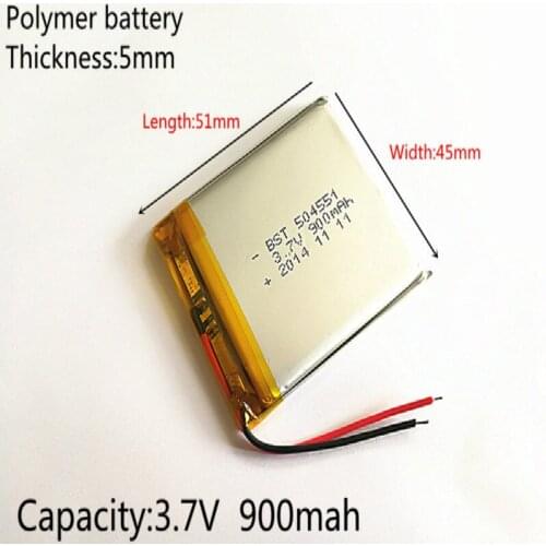 3.7V 900mAh 504551 504550 Li-Po Lithium Polymer Rechargeable Battery For Mp3 Mp4 Mp5 DIY PAD DVD bluetooth headset