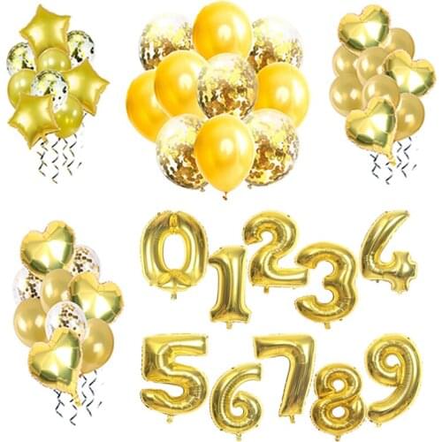 40Inch Gold Foil Number Balloons Latex Happy Birthday Party Decor Balloon Adult Kid Baby Shower Wedding Decoration Supplies
