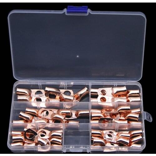 48PCS Assortment Wire Ring Bare Copper 4-8 AWG Gauge 3/8" Connectors Car Audio Terminals Closed Ends Battery Lug