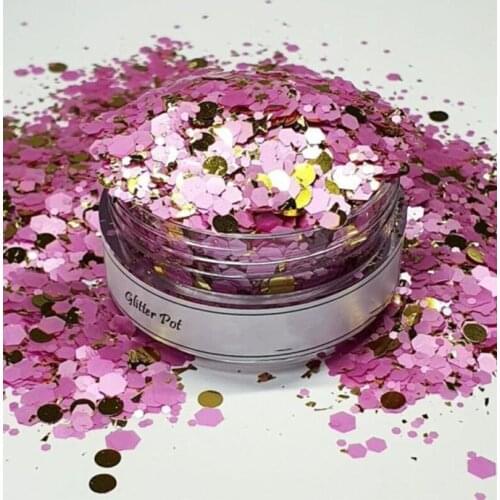 Lush21 - 1.76 oz /50g Loose Chunky Mix glitter HEXAGON/DOT Mix Nail Glitter for Gel Nail Glitter, Nail Art, Resin Molds, Acrylic