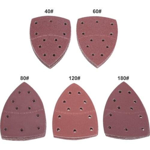 50pcs Sand Paper 11 Holes Hook Loop Sandpaper Multi Sanding Tool Aluminium Oxide 150*150*100mm Grit 40 60 80 120 180