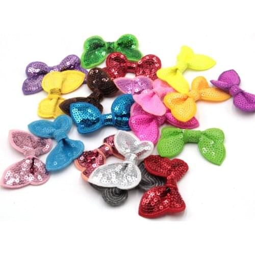 700pcs/lot DHL Free Shipping Hair Flower without Cips Sequin Bows Knot Appliqued Girls' Hair Accessories Sequin Hair Bows