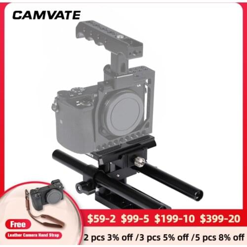 CAMVATE Quick Release Manfrotto Baseplate (Horizontally Mounted) & 15mm LWS Dual Rod Supporting System C2505