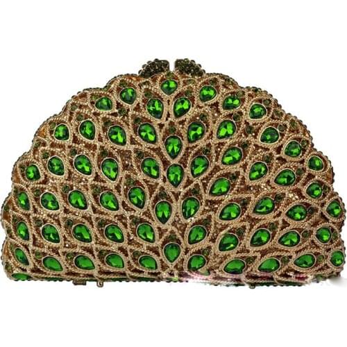 Designer Green/Silver/Blue Rhinestone Crystal Clutch Bag Evening Purse And Diamond Female Mini Phone Shoulder Messenger Handbags