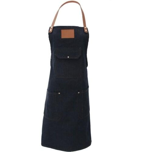 Unisex Denim Jean Apron Ideal and Fashion for Chef Barista Baker Bartender BBQ Grilling Drawing, 2 colors(Black, Denim Blue)