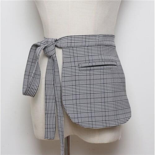 2019 Elegant Ladies Suit Cotton Self-tie Waist belts With Bag Large Phone Purse Fanny Pack Plaid Fabric Bow Waist Bag Packs