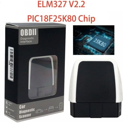 ELM327 V2.2 OBD2 Diagnostic Auto Tool BT 4.0 OBDII Adapter ELM 327 Car Code Reader PIC18F25K80 Chip For IOS/Android/PC