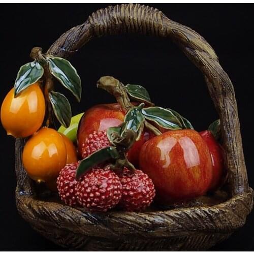 Folk Art Porcelain Ceramic Traditional Chinese Fruit Figurine Collection Vivid Handcraft for Home Decoration SYXF001