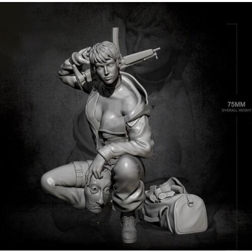 H75mm 1/24 Female Bandit Resin Soldier White Mold 2548 Manual Static Model DIY Figure A7V1