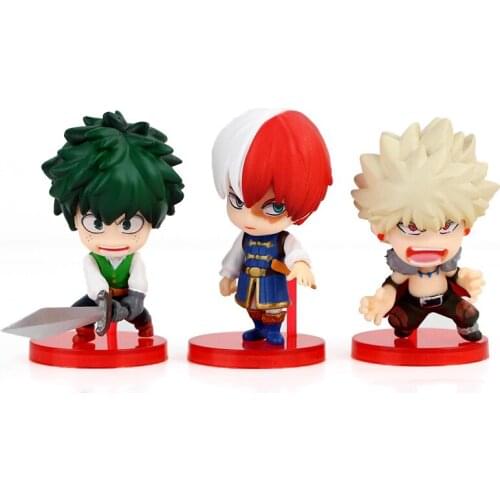 3pcs/set Todoroki Shoto Bakugou Katsuki Izuku Midoriya Q Version PVC Collectible My Hero Academia Figure Action Model Toy