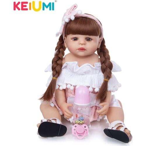 KEIUMI 55CM Doll Reborn Baby Full Silicone Body Boneca Accessories Free Children Fashion Kids Playmate Doll Toy