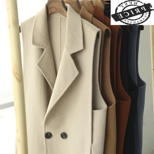 AYUNSUE Womens Vest 100% Wool Coat Women Autumn Sleeveless Jacket Korean Coats and Jackets Women Vests Fashion Manteau Femme