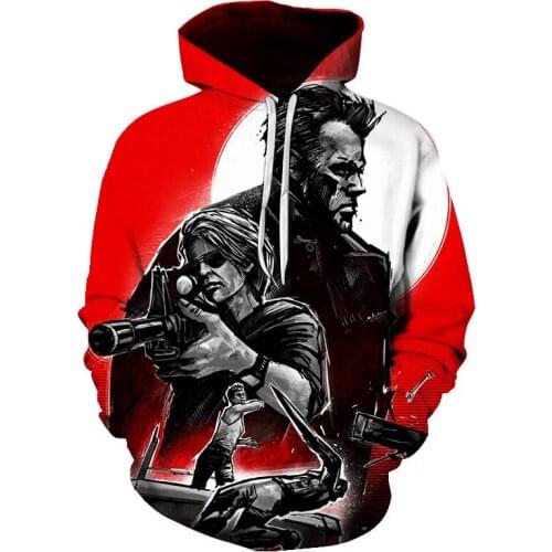 2021 Fall Mens Hooded Sweater Terminator 3D Digital Print Pullover Casual Mens Round Neck Anime Top