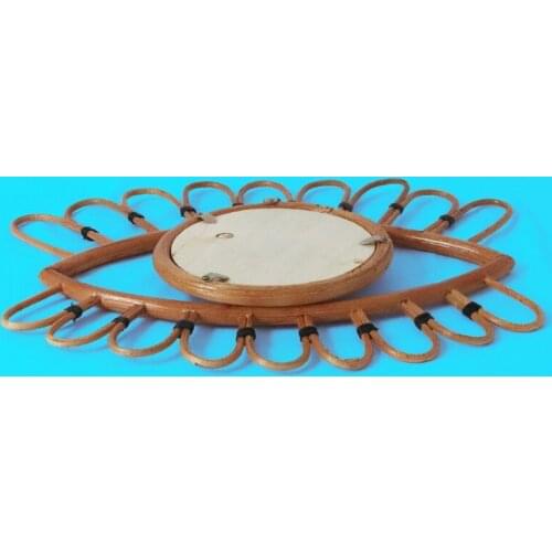Natural Rattan Decorative Wall Mirror Eye Makeup Mirror Innovative Art Decor