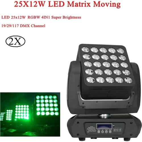 2Pcs/Lot NEW LED Lights Source RGBW 4IN1 25X12W LED Matrix Moving Head Wash DJ Light For Disco DJ LED Party Bar Stage Lighting