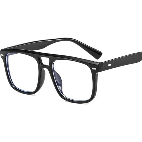 Retro Square Double Bridges Women Glasses Frame Clear Anti-Blu-Ray Lens Eyewear Men Optical Rivets Frame Computer Goggles