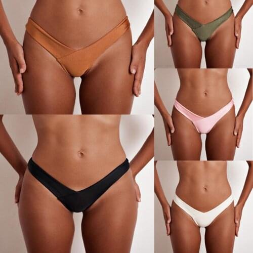 Wholesale 2020 V shape sexy female swimwear women swim brief brazilian bikini bottom cheeky butt thong tanga panties underwear