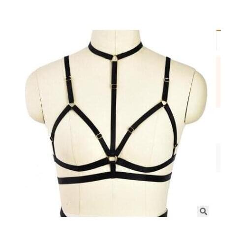 Wholesale Fashion hollow black elastic harness Vrouwen Ondergoed Fetish Borst Femme Jarretellegordel Bra00335