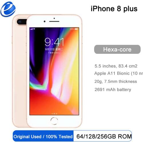 From France/Spain Original Apple iphone 8 Plus Hexa Core iOS 3GB RAM 64/256GB ROM 5.5" 12MP Fingerprint 4G LTE mobileSmartphone