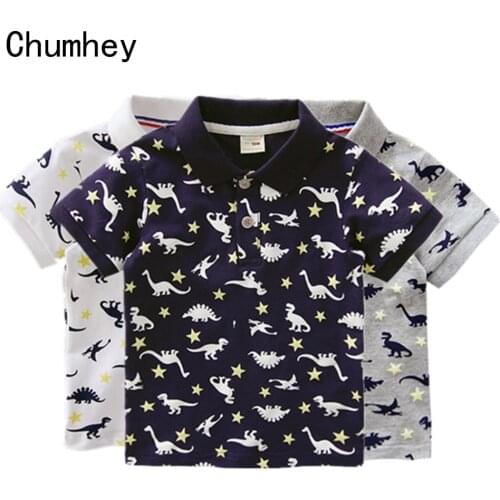 1-6T High Quality Summer Cotton Baby polo Shirts Cartoon dinosaur kids Short Sleeve Clothes Bebe Boys Tops Toddlers Clothing