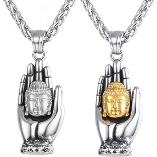 Buddha Necklace Men Hand Palms Pendant Necklace Trendy Jewelry Necklaces for Women Gifts Wholesale