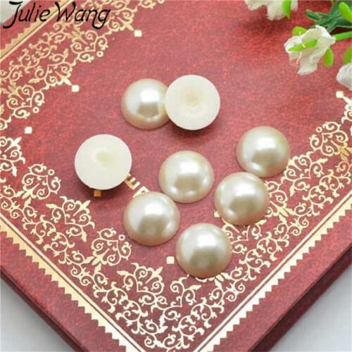 Julie Wang 50pcs 6-20mm Imitation Pearls Resin Flatback Cabochon Charms Pendant Bracelet Ring Jewelry Making Accessory Findings