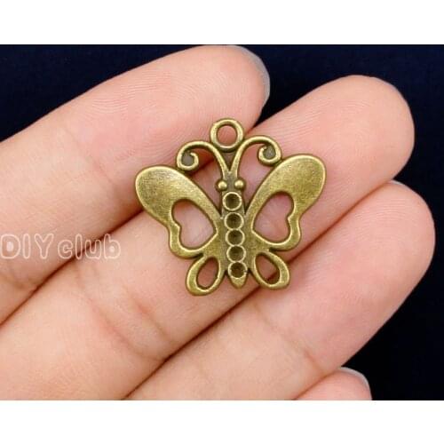 70pcs- Antique Bronze Butterfly Charms Pendant, Jewelry Finding 24x22mm