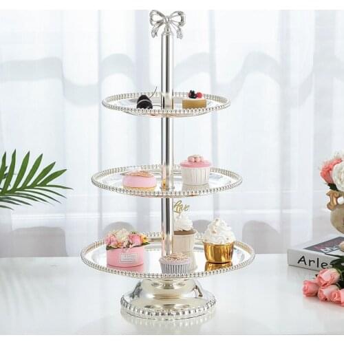 SilverPlated Three-Tier Cake Stand Cold Meal Afternoon Tea Dessert Stand Large Fruit Plate Wedding Dessert Table Decoration Rack