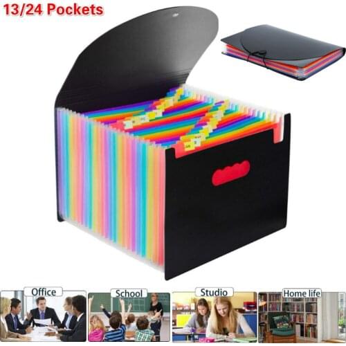 Expanding File Folder 13/24 Pockets File Organiser A4 File Folder Rainbow Document Organiser for Storage Files